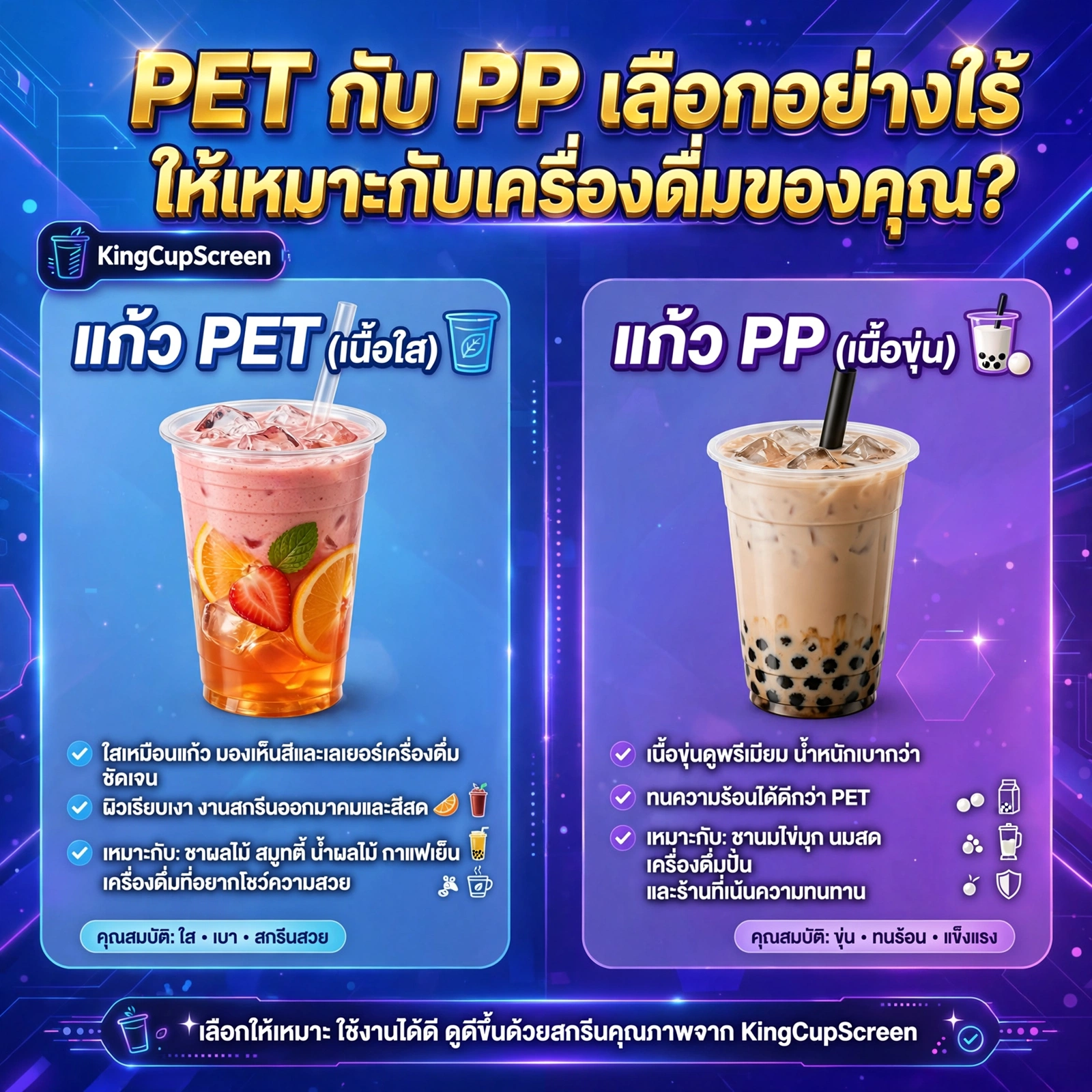 แก้ว PET กับ PP ต่างกันอย่างไร เลือกแบบไหนให้เหมาะกับร้าน