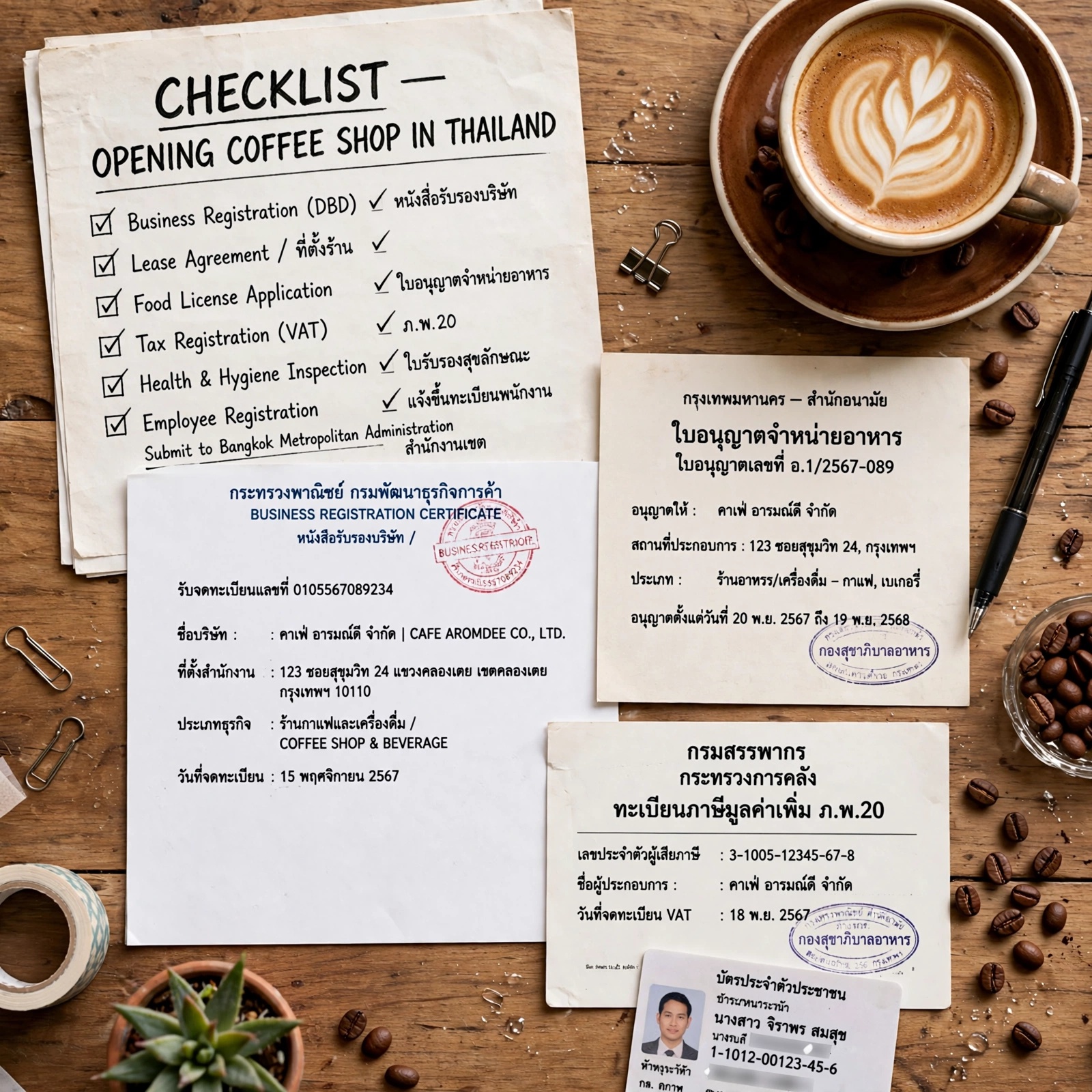 เปิดร้านกาแฟ ต้องขอเอกสารอะไรบ้าง? รวม 8 ใบอนุญาตที่ต้องมี พร้อมที่ติดต่อ