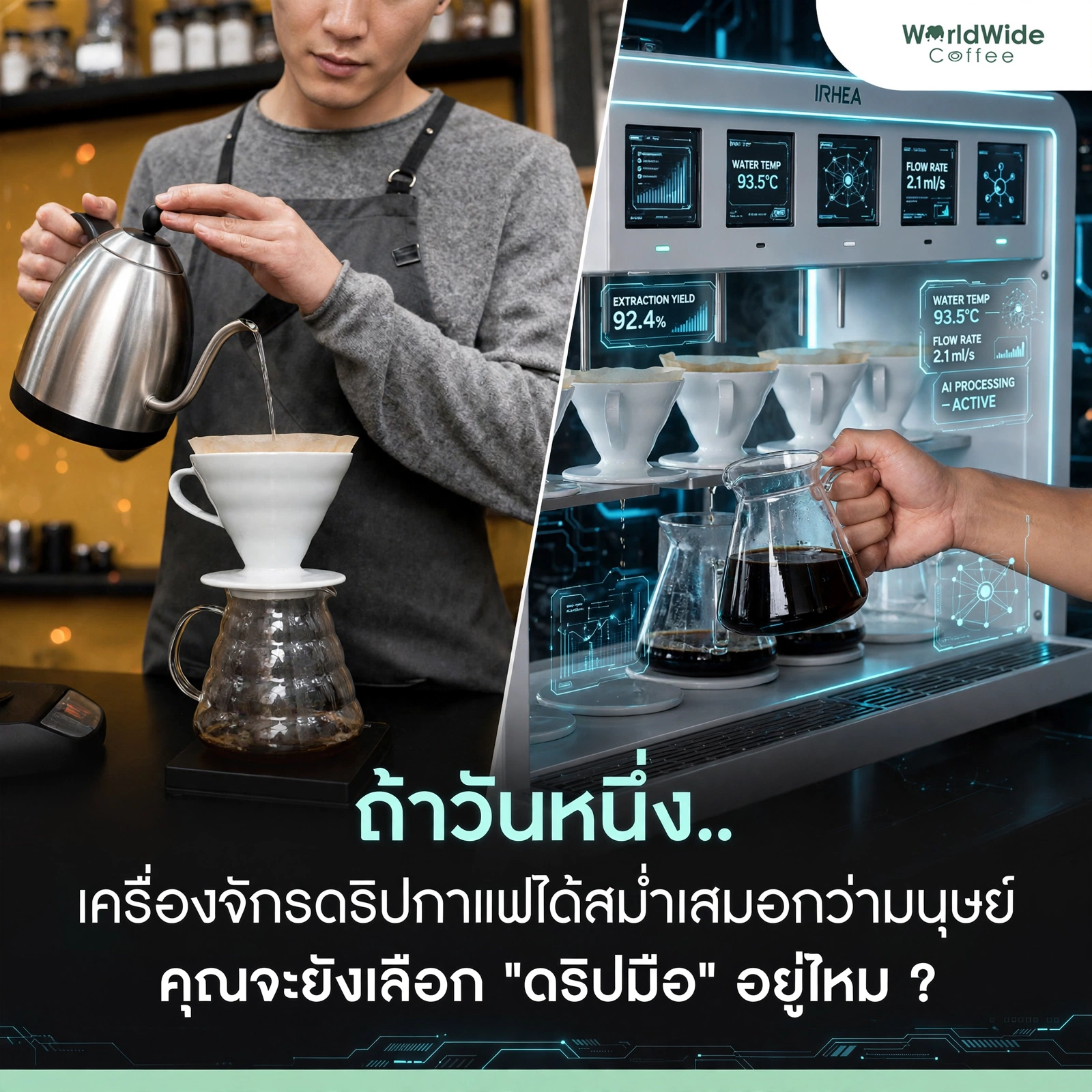 ถ้าวันหนึ่ง...เครื่องจักรดริปกาแฟได้สม่ำเสมอกว่ามนุษย์ คุณจะยังเลือก “ดริปมือ” อยู่ไหม?