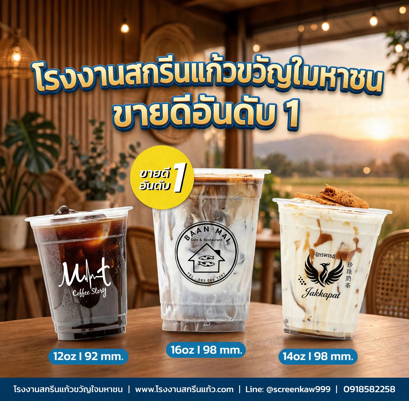 เปิดร้านกาแฟต้องรู้! 3 ขนาดแก้วพลาสติกที่ขายดีที่สุดจากโรงงานสกรีนแก้วขวัญใจมหาชน