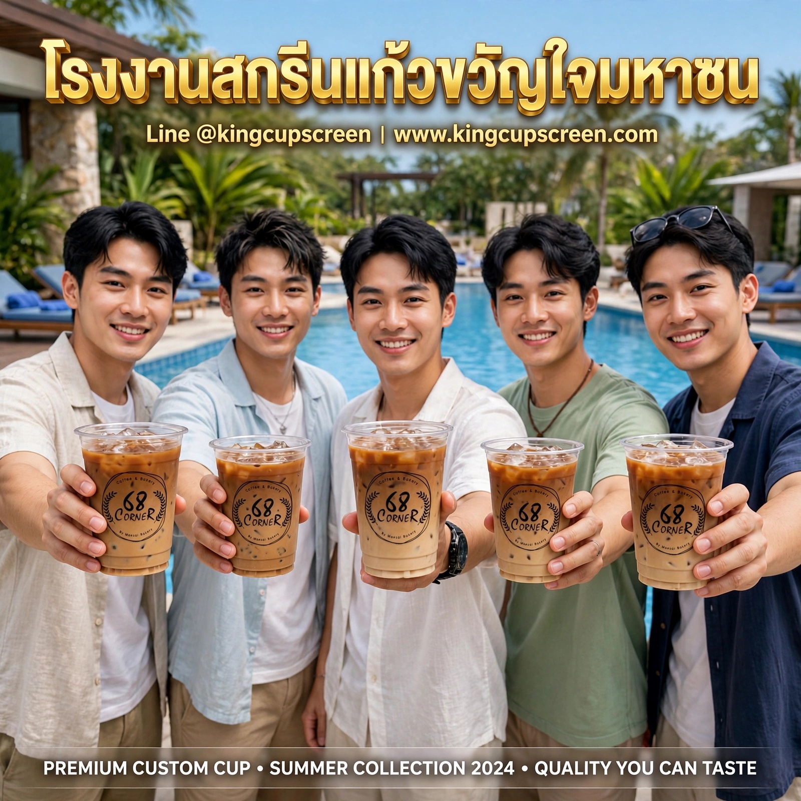 เลือกสี → สกรีนจริง → ได้แก้วพร้อมใช้ ทำแก้ว PET สกรีนโลโก้ยังไงให้ปัง